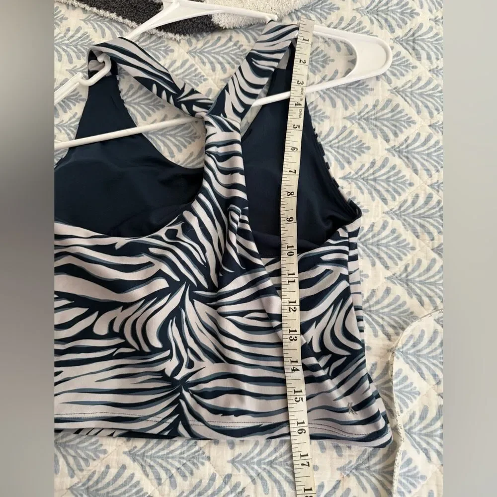 Kyodan Allure bra top, Blue and white zebra print, size P/S